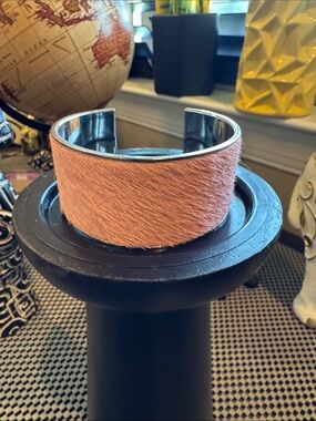 Express Pink Faux-Fur Open Cuff Bracelet